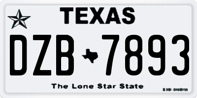 TX license plate DZB7893