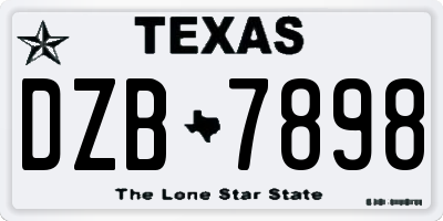 TX license plate DZB7898