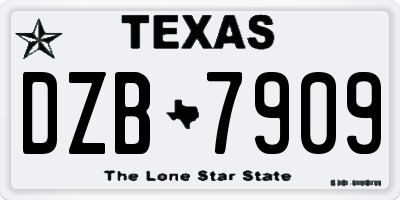 TX license plate DZB7909