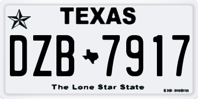 TX license plate DZB7917