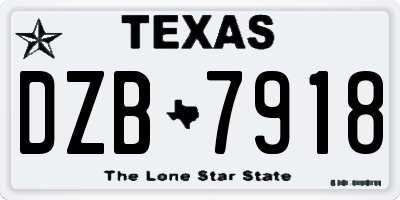 TX license plate DZB7918