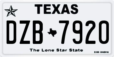 TX license plate DZB7920