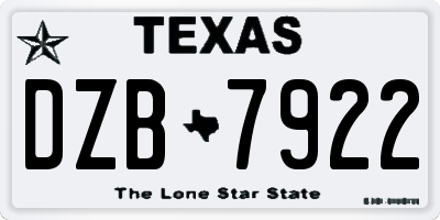 TX license plate DZB7922
