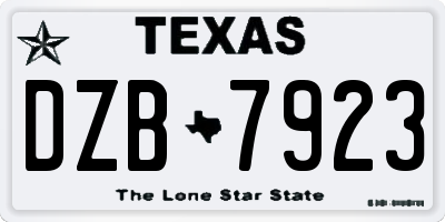 TX license plate DZB7923
