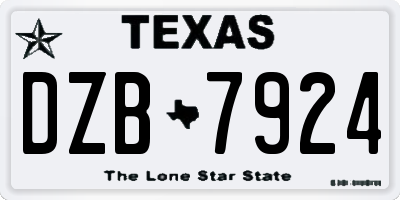 TX license plate DZB7924