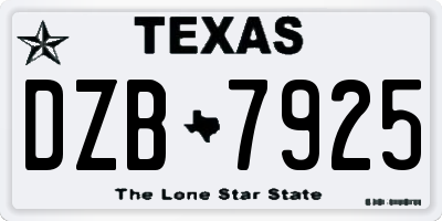 TX license plate DZB7925