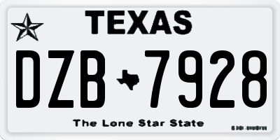 TX license plate DZB7928
