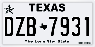 TX license plate DZB7931