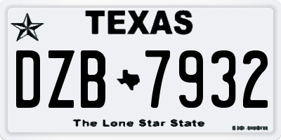 TX license plate DZB7932