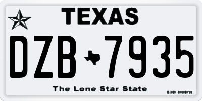 TX license plate DZB7935