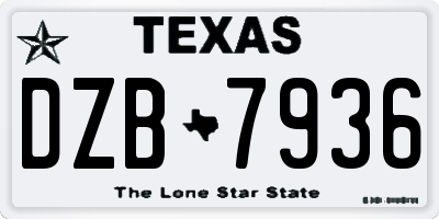 TX license plate DZB7936