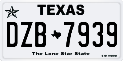 TX license plate DZB7939