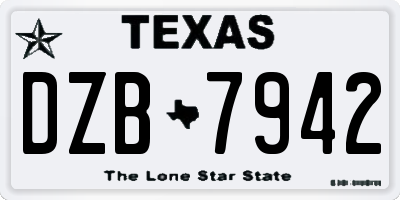 TX license plate DZB7942