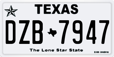 TX license plate DZB7947