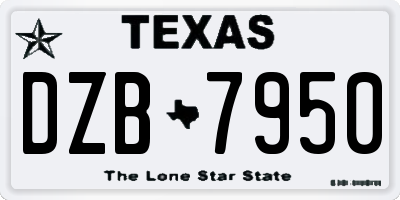TX license plate DZB7950