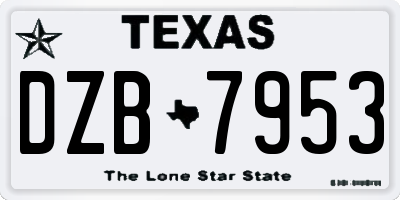 TX license plate DZB7953