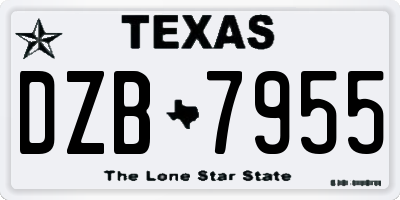 TX license plate DZB7955