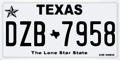 TX license plate DZB7958