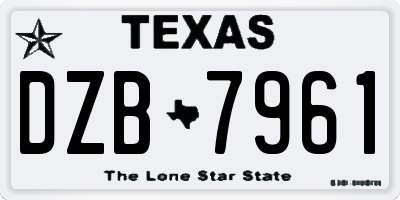 TX license plate DZB7961