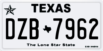 TX license plate DZB7962