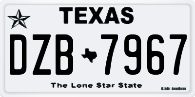 TX license plate DZB7967