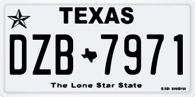 TX license plate DZB7971