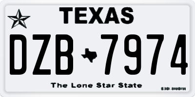 TX license plate DZB7974