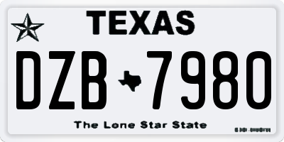 TX license plate DZB7980