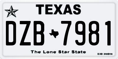 TX license plate DZB7981