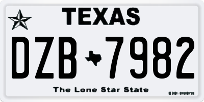 TX license plate DZB7982