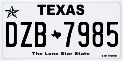 TX license plate DZB7985