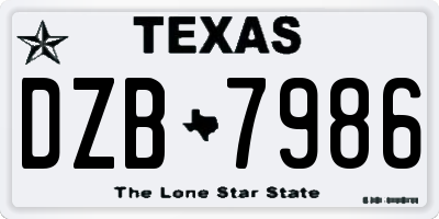 TX license plate DZB7986