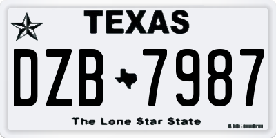 TX license plate DZB7987