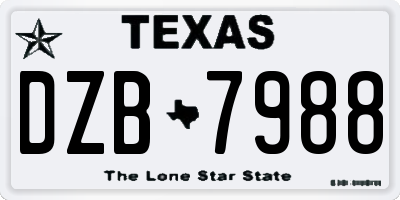 TX license plate DZB7988