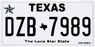 TX license plate DZB7989