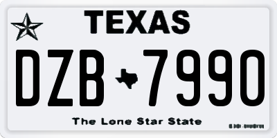 TX license plate DZB7990