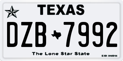 TX license plate DZB7992