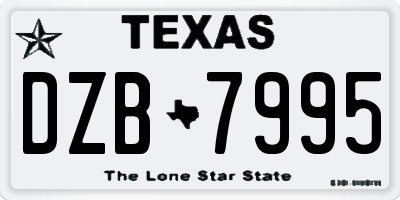 TX license plate DZB7995