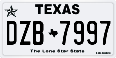 TX license plate DZB7997