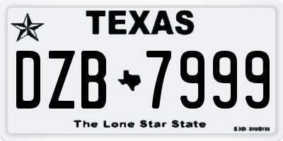 TX license plate DZB7999