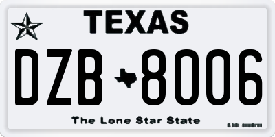 TX license plate DZB8006