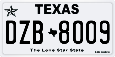 TX license plate DZB8009