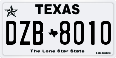 TX license plate DZB8010