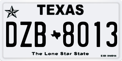 TX license plate DZB8013