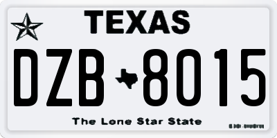 TX license plate DZB8015