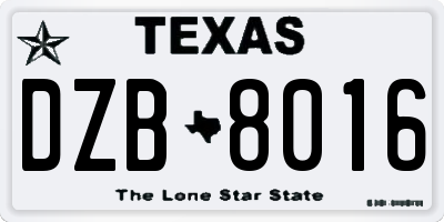 TX license plate DZB8016