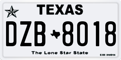 TX license plate DZB8018