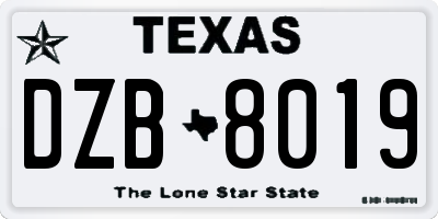 TX license plate DZB8019