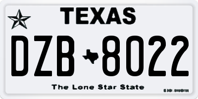 TX license plate DZB8022