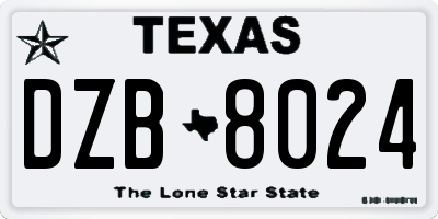 TX license plate DZB8024